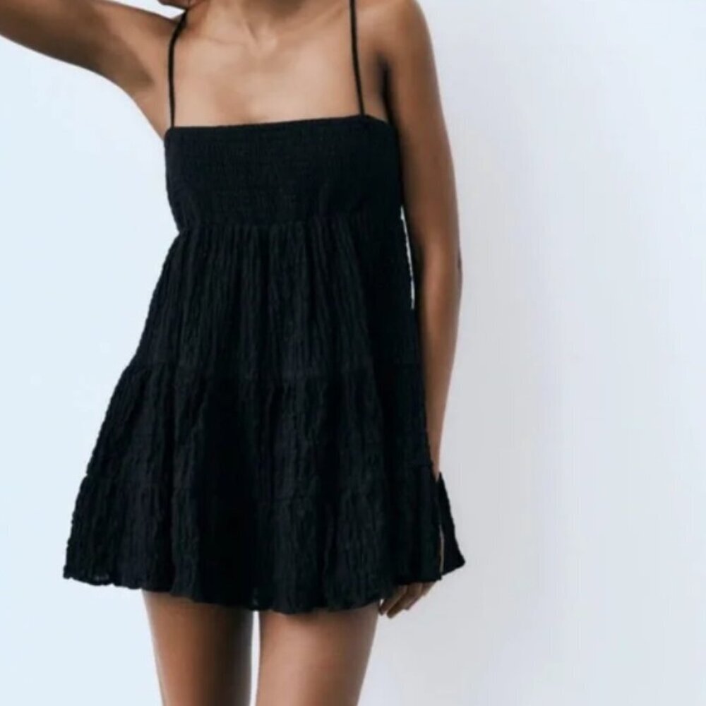 Textured shirt black dress SIZE M 3152/266/800